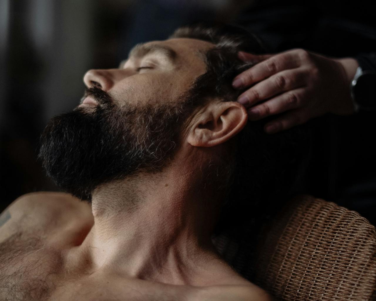 Relaxing Beard Massage Close-Up